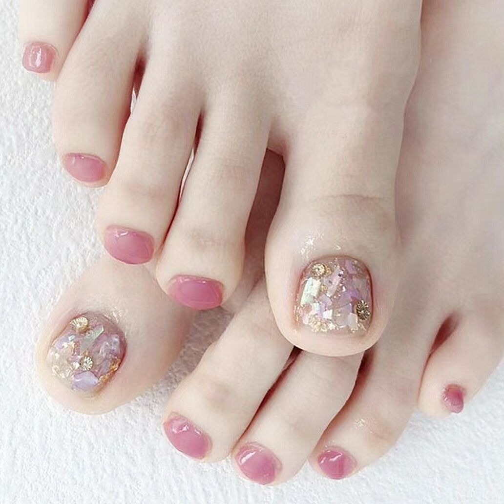 No.13 Cute Bling Short Press On Toenails 24pcs/Set