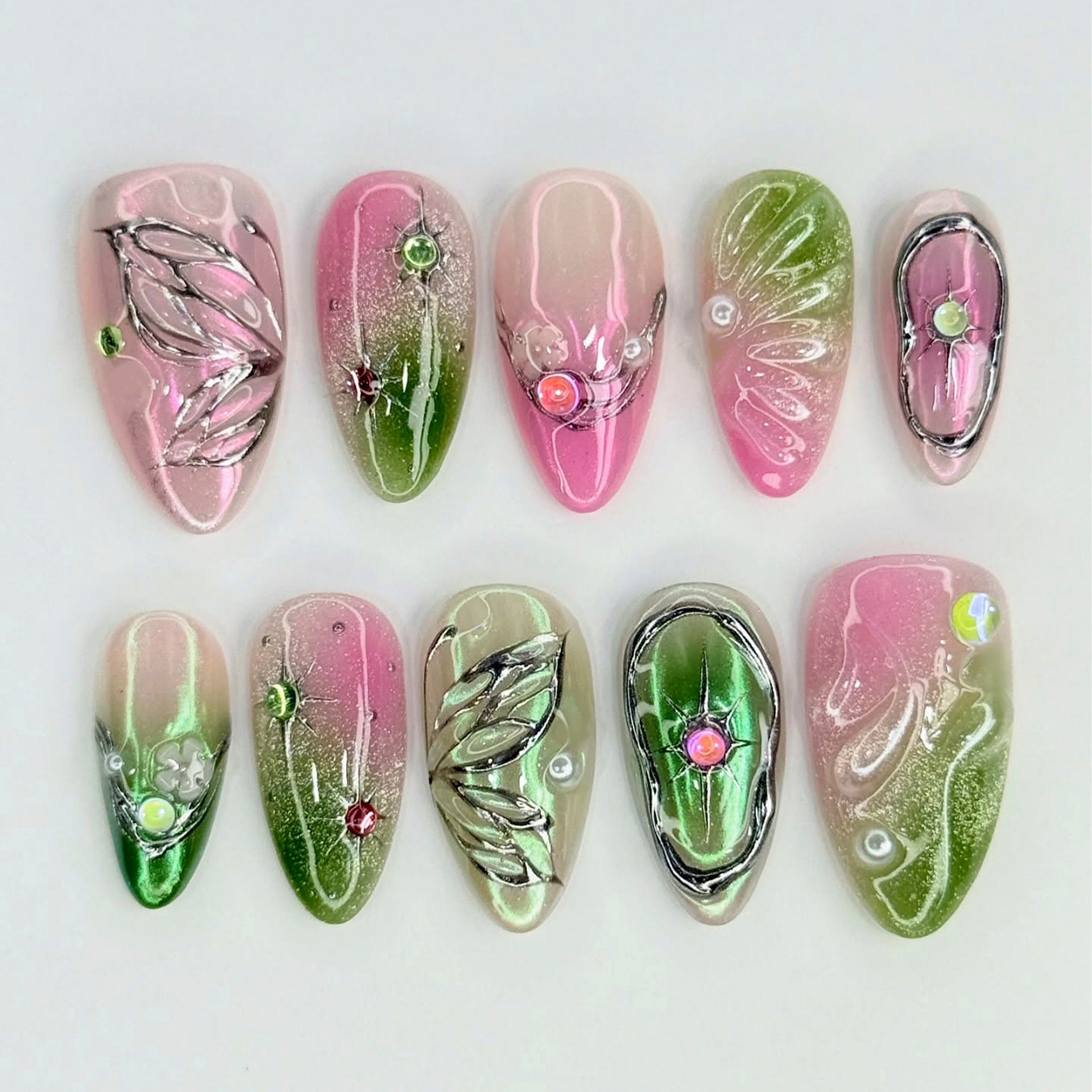No.F837 Butterfly Flowers Fingernails Patch 24pcs/Set