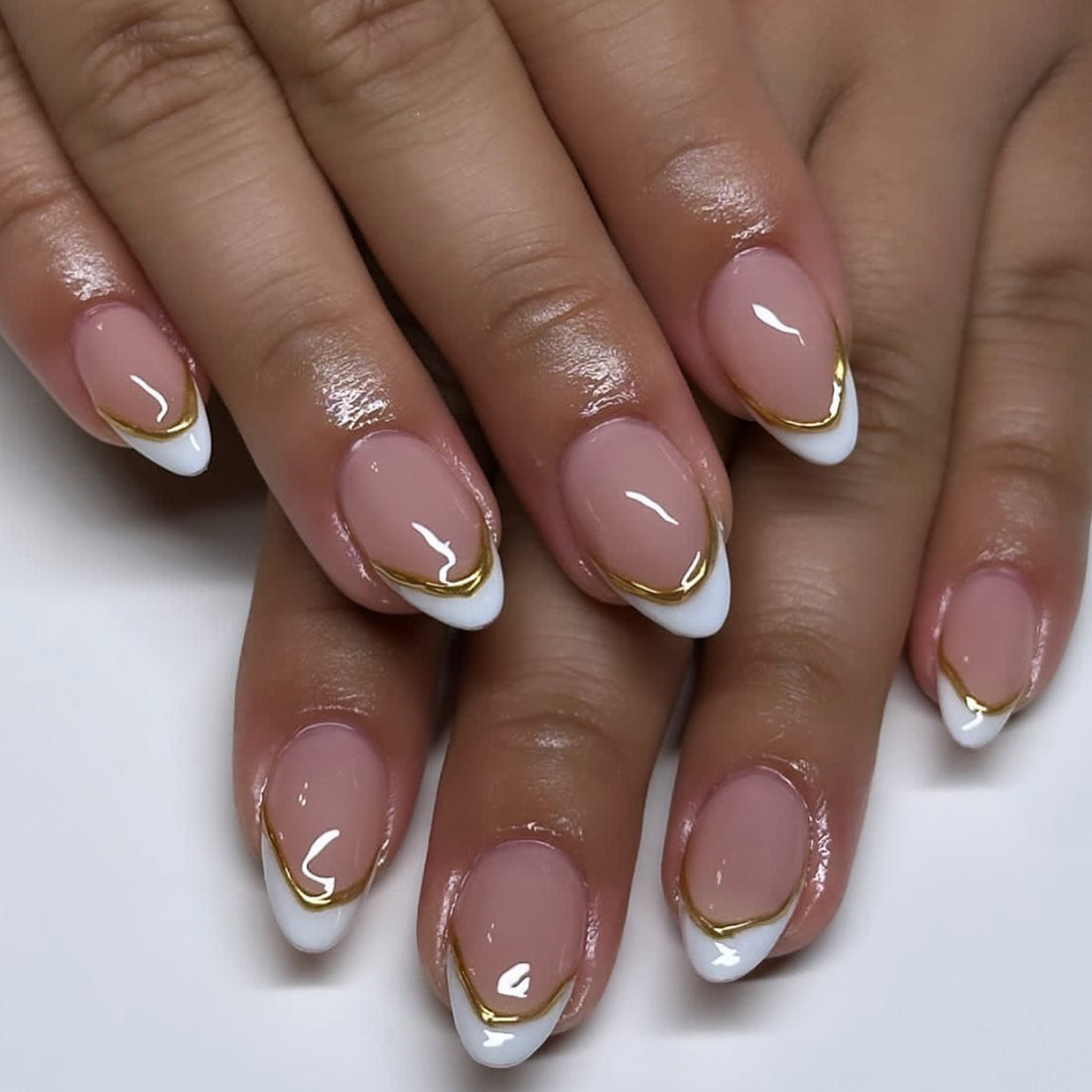 No.F160 3D Gold Stripes Fingernails Patch 24pcs/Set