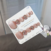 No.TP2 Pink Cat's Eye Handmade Toenails Patch 10pcs/Set