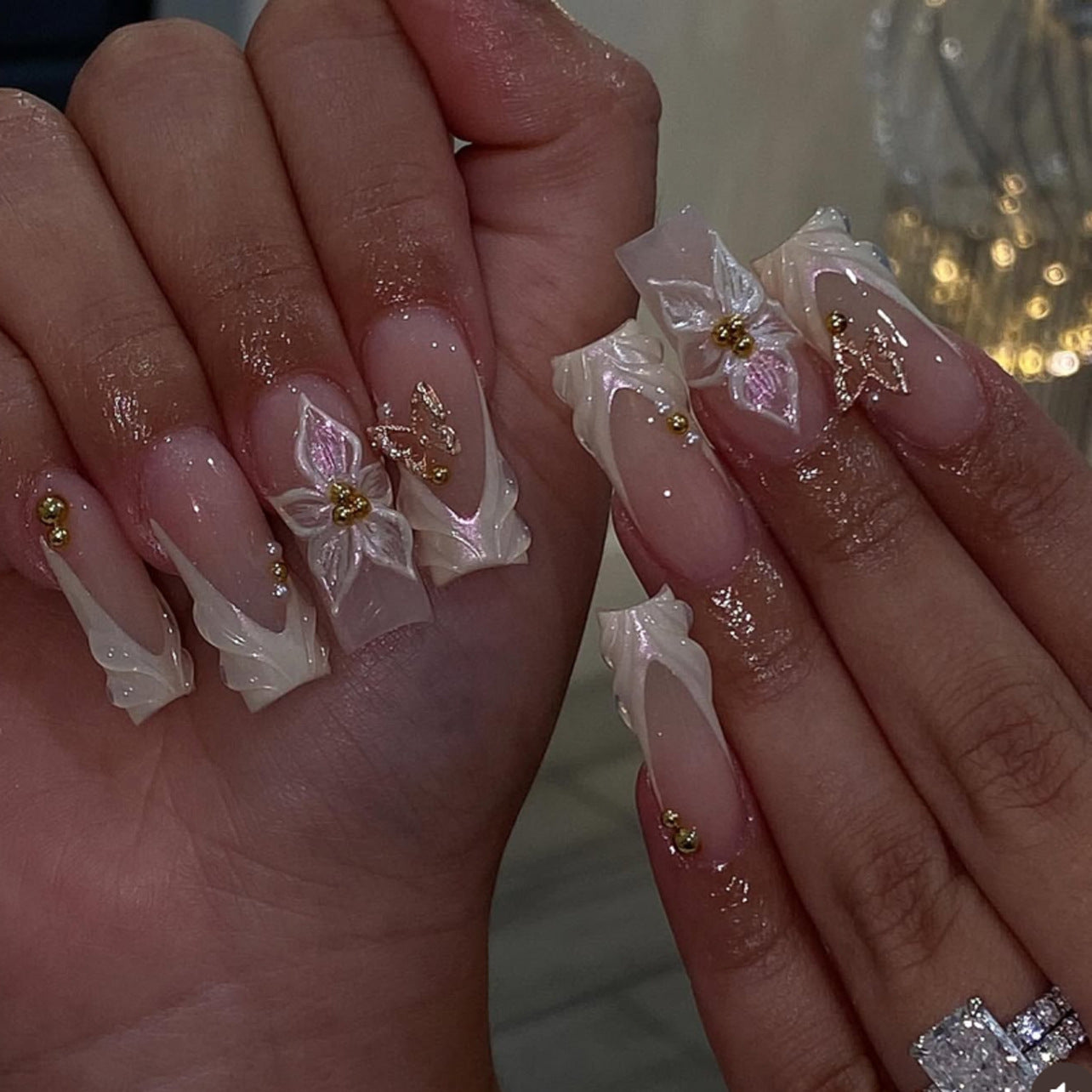 No.F619 Flower Fingernails Patch 24pcs/Set