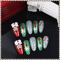 No.CM65 Christmas Pearl Diamond Fingernails Patch 24pcs/Set