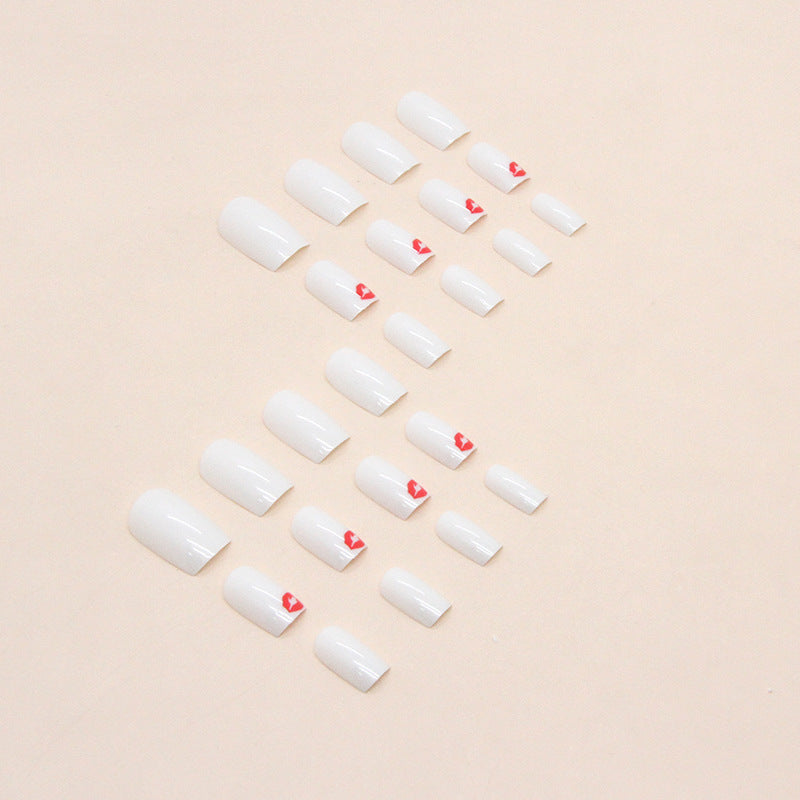 No.F55 White With Red Lip Fingernails Patch 24pcs/Set