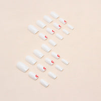 No.F55 White With Red Lip Fingernails Patch 24pcs/Set