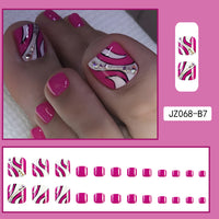 No.273 Ripple Rose Red Diamond Toenails Patch 24pcs/Set