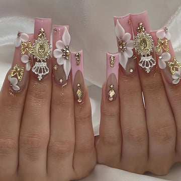 No.F465 Pink Fingernails Patch 24pcs/Set
