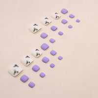 No.238 Frosted Purple Retro Floral Toenails Patch 24pcs/Set