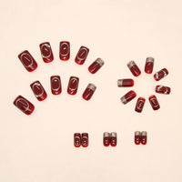 No.F117 Wine Red Fingernails Patch 24pcs/Set