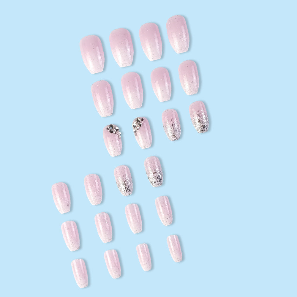 No.F49 Pink Gradient Fingernails Patch 24pcs/Set