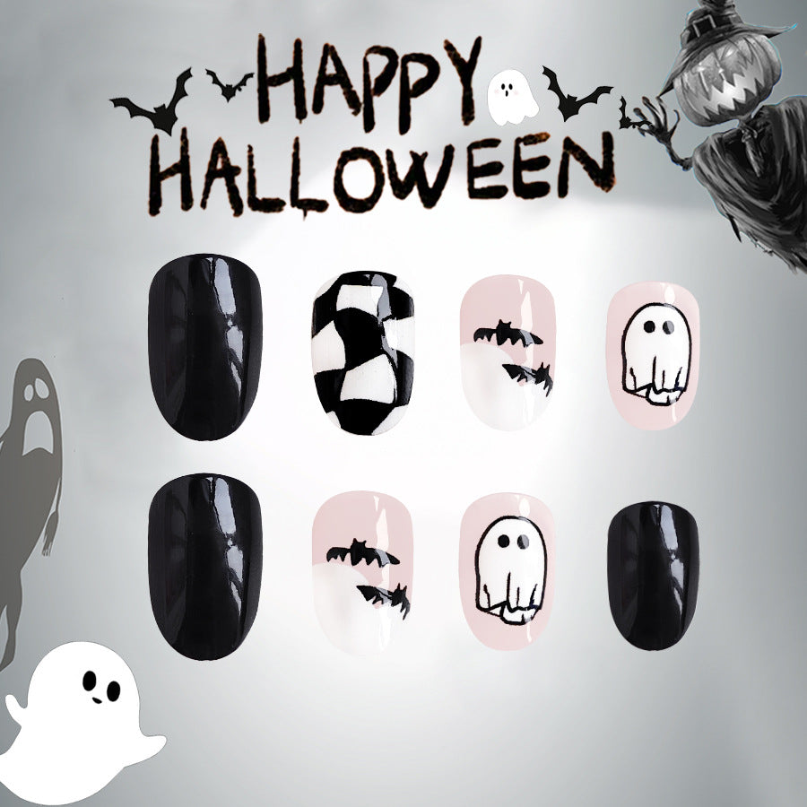 No.AW45 Halloween Bat Ghost Plaid Fingernails Patch 24pcs/Set