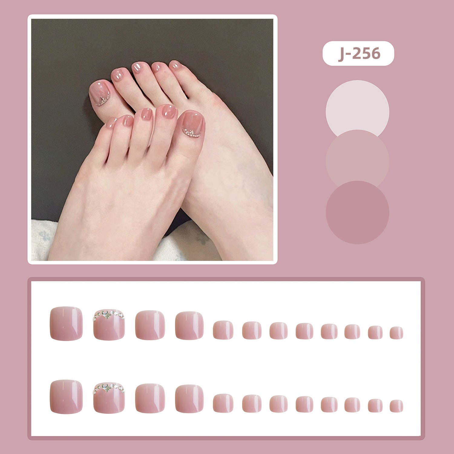 No.814 Pink Toenails Patch 24pcs/Set