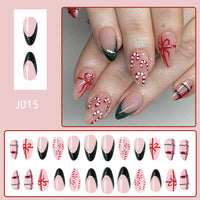 No.CM42 Christmas Ribbon Bow Fingernails Patch 24pcs/Set