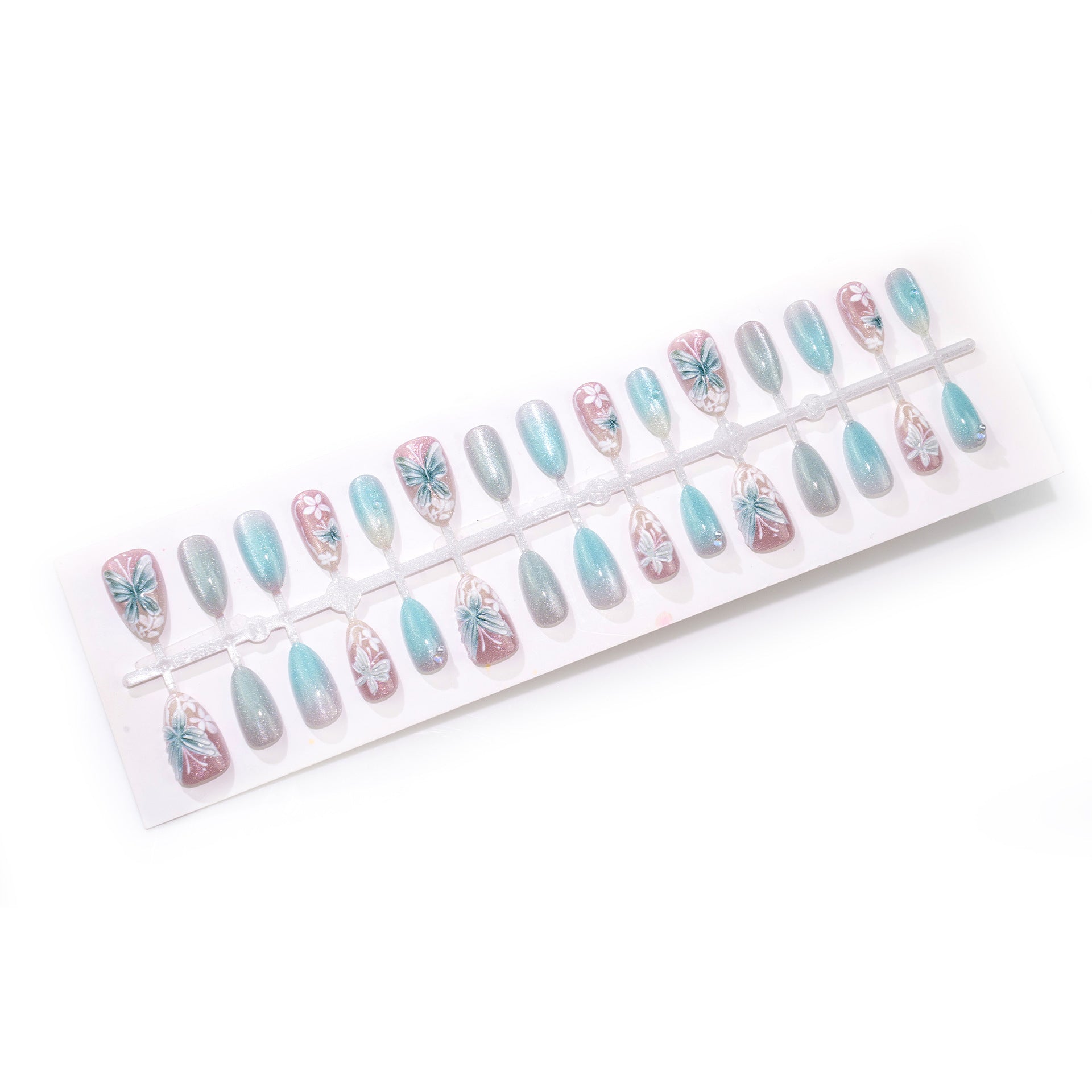 No.F819 Sky Blue Cat's Eye Fingernails Patch 30pcs/Set