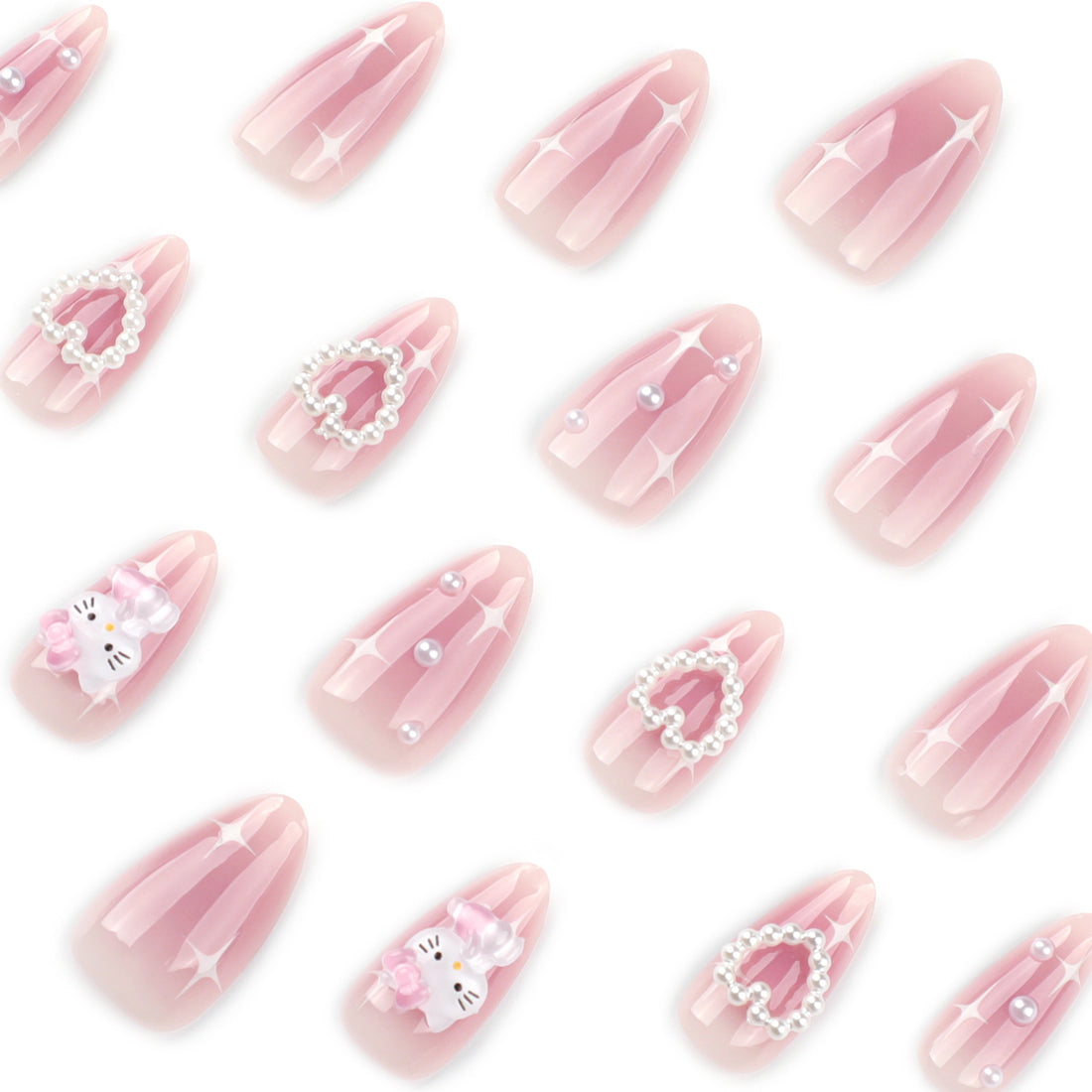 No.F428 Butterfly Love Heart Fingernails Patch 24pcs/Set