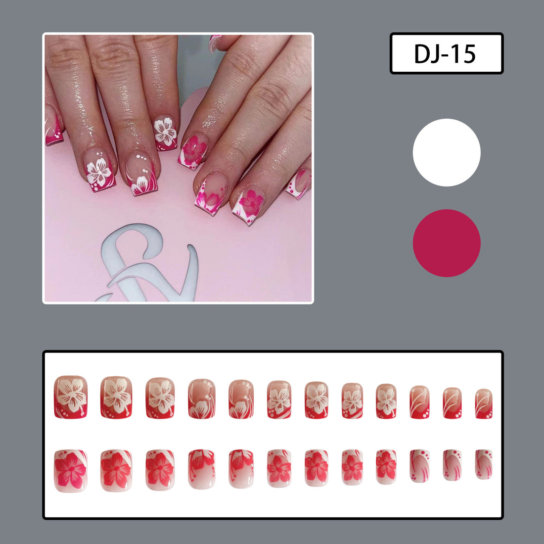 No.F142 Flower Fingernails Patch 24pcs/Set