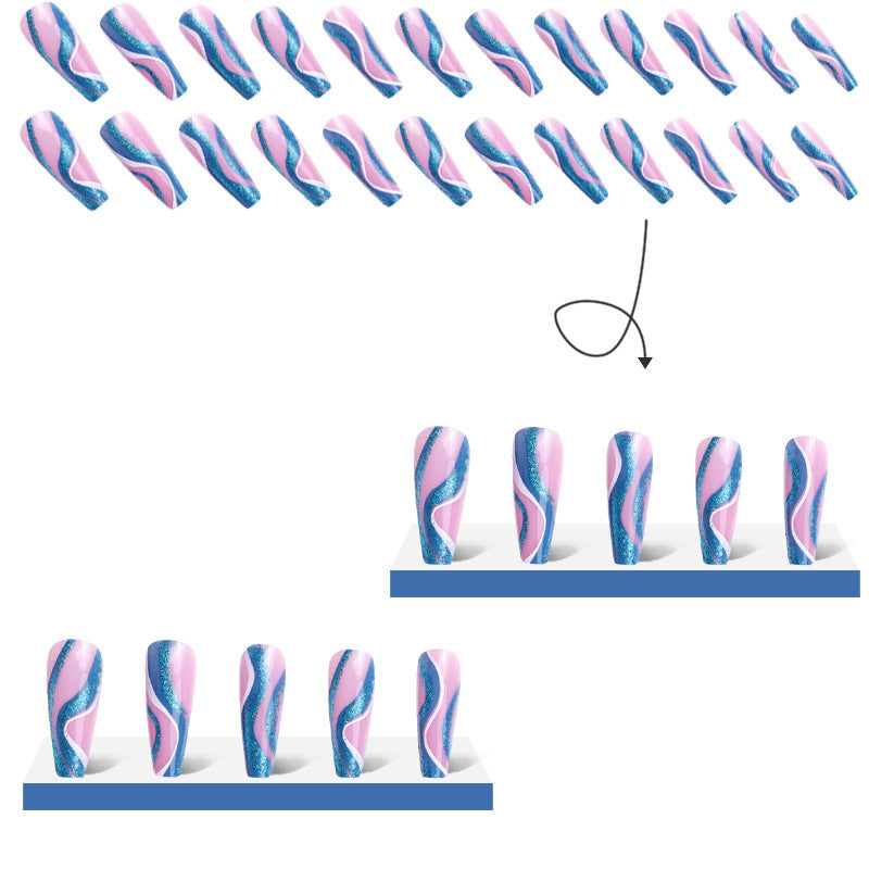 No.F550 Blue Fingernails Patch 24pcs/Set