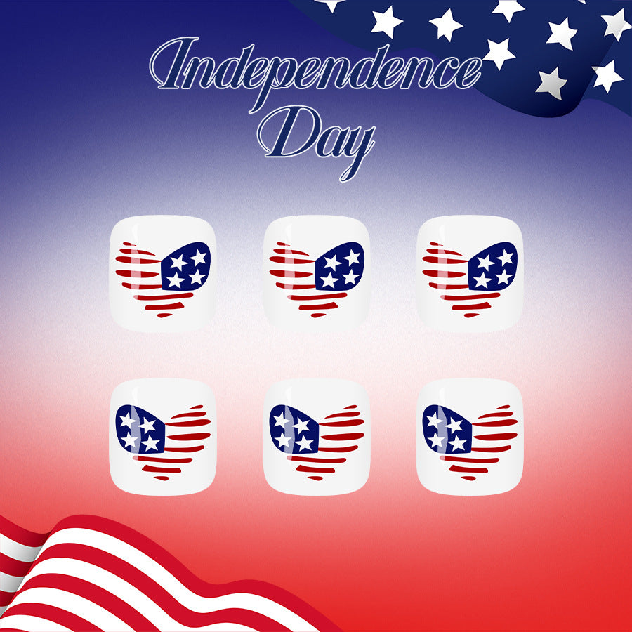 No.JNU14 Heart-shaped Flag Toenails Patch 24pcs/Set