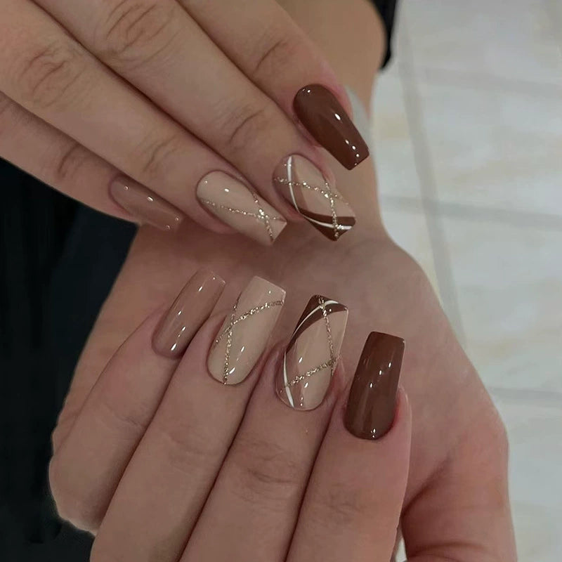 No.F311 Brown Fingernails Patch 24pcs/Set