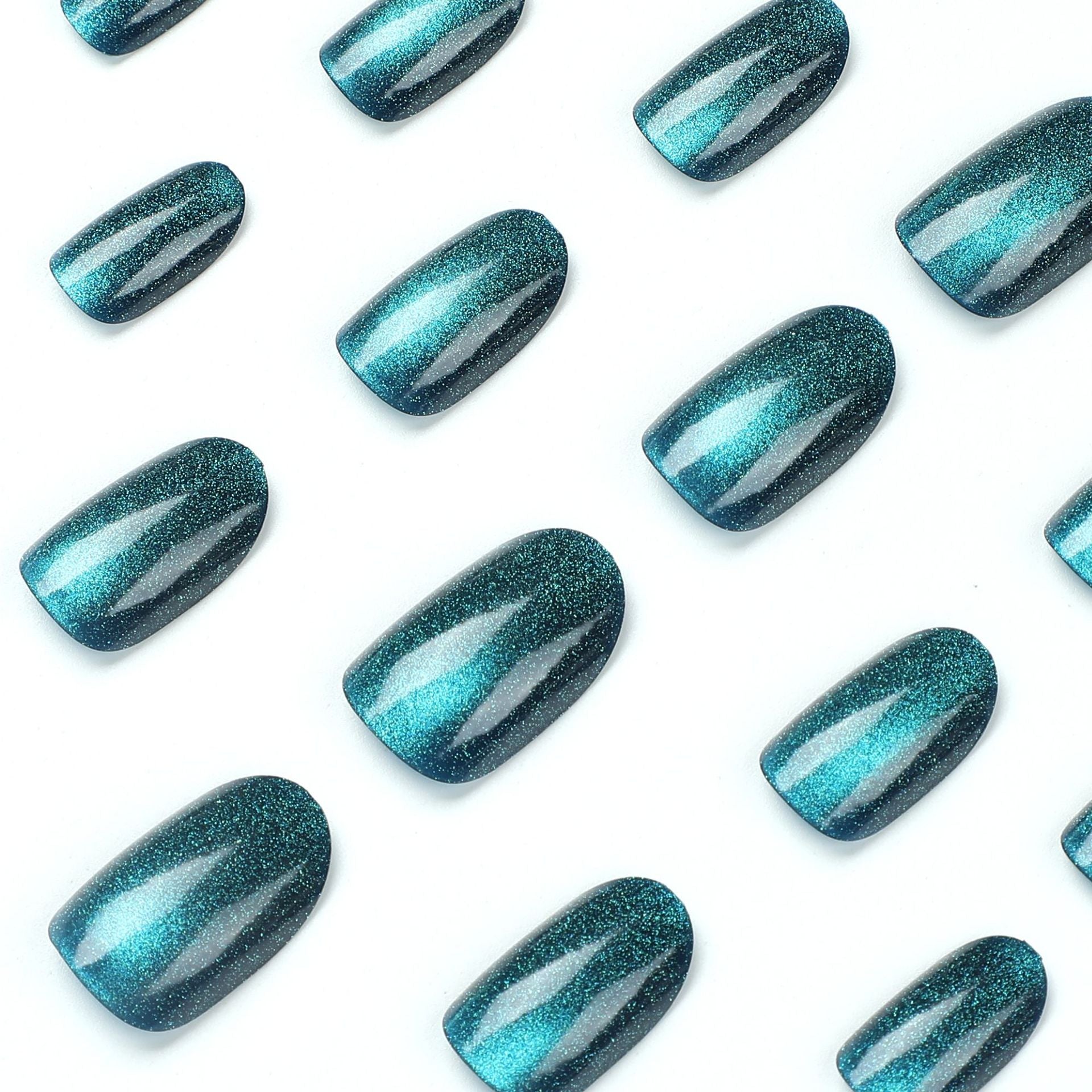 No.F807 Blue Cat's Eye Fingernails Patch 24pcs/Set