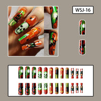 No.AW99 Halloween Spooky Green Skull Fingernails Patch 24pcs/Set