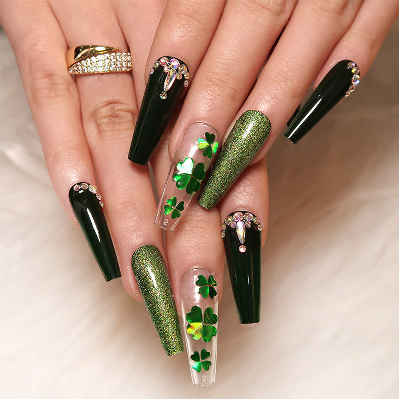 No.F198 Green Fingernails Patch 24pcs/Set