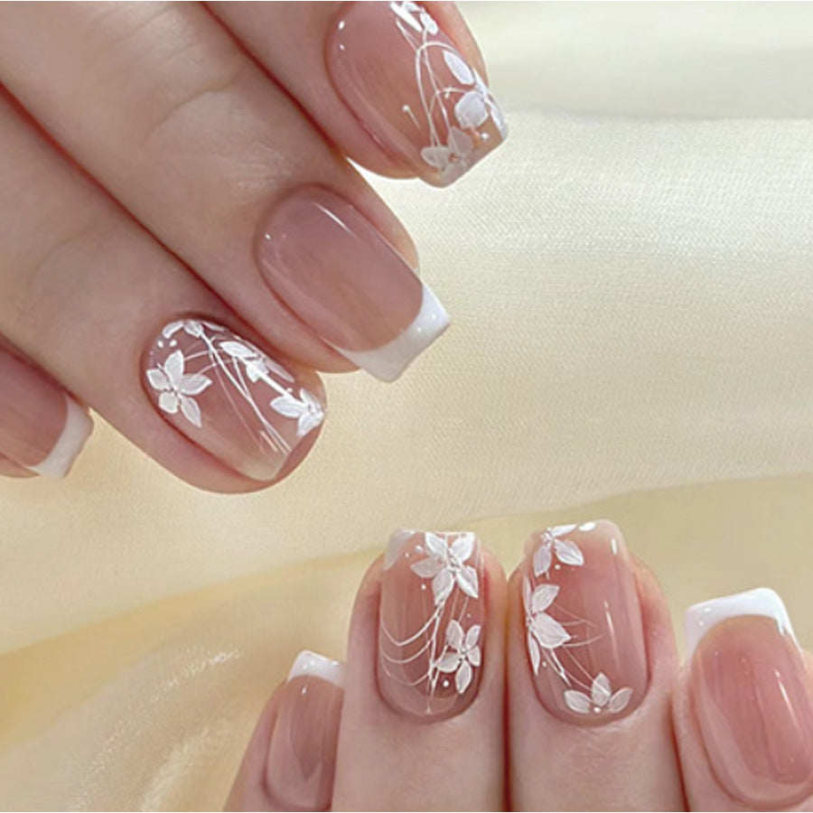 No.F115 White Flowers Fingernails Patch 24pcs/Set