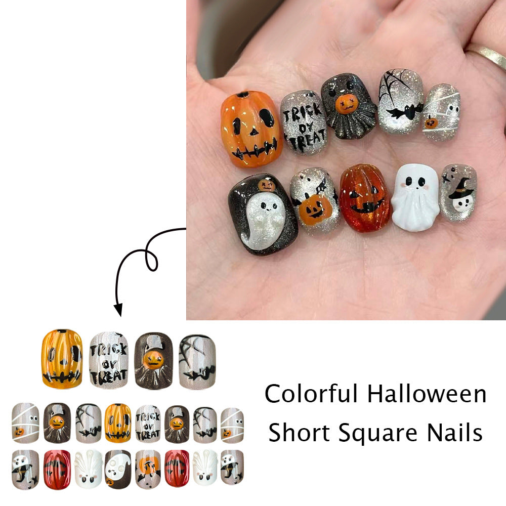 No.AW214 Halloween Ghost Pumpkin Fingernails Patch 24pcs/Set