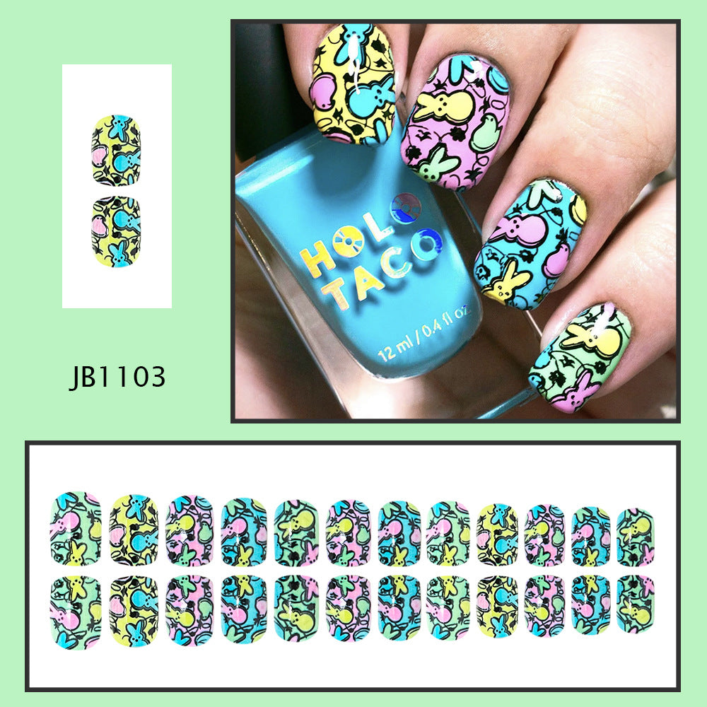 No.ET39 Cute Bunny Colorful Fingernails Patch 24pcs/Set