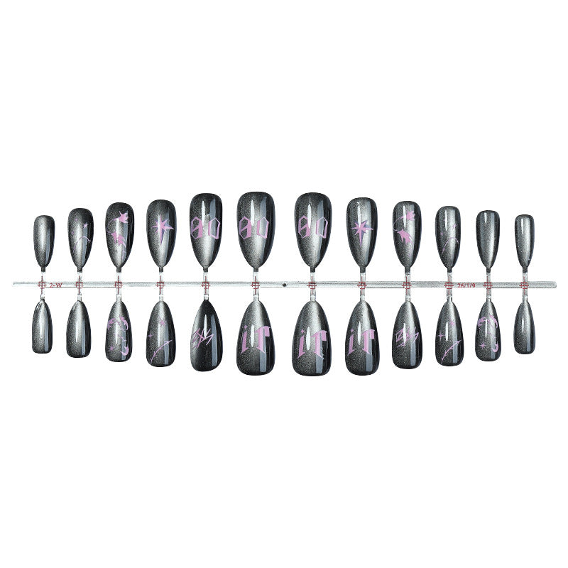 No.F580 Black Cat's Eye Fingernails Patch 24pcs/Set