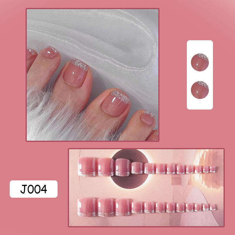 Parche para uñas de los pies con purpurina rosa hielo 24 piezas