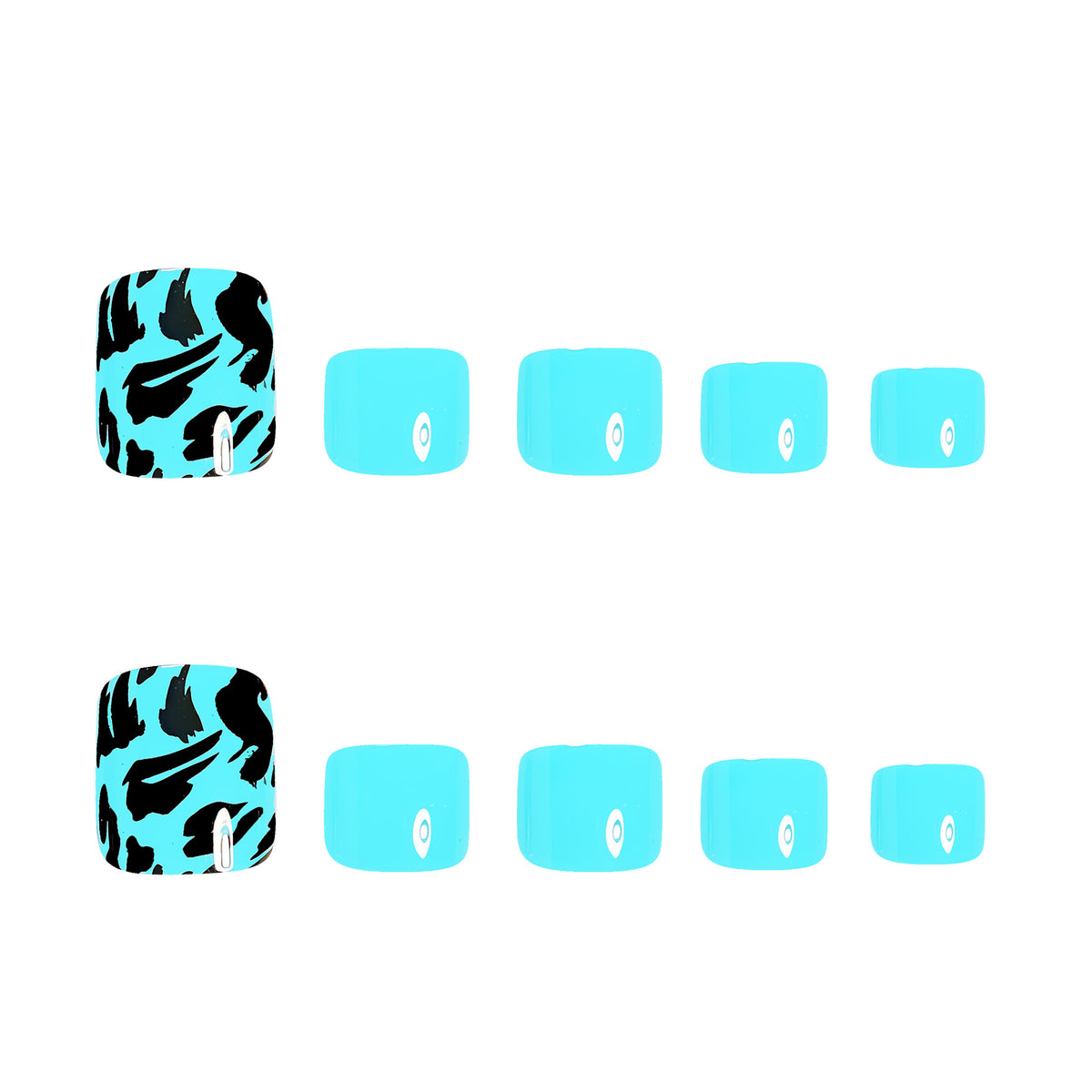 No.747 Blue Leopard Print Toenails Patch 24pcs/Set