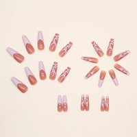 No.F554 Pink Heart Fingernails Patch 24pcs/Set