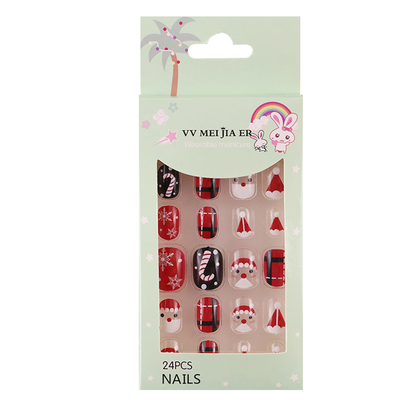 No.KD10 Christmas Mini Kids Press on Fingernails 24pcs/Set