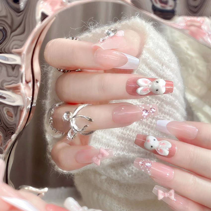 No.ET25 Pink Rabbit Fingernails Patch 24pcs/Set