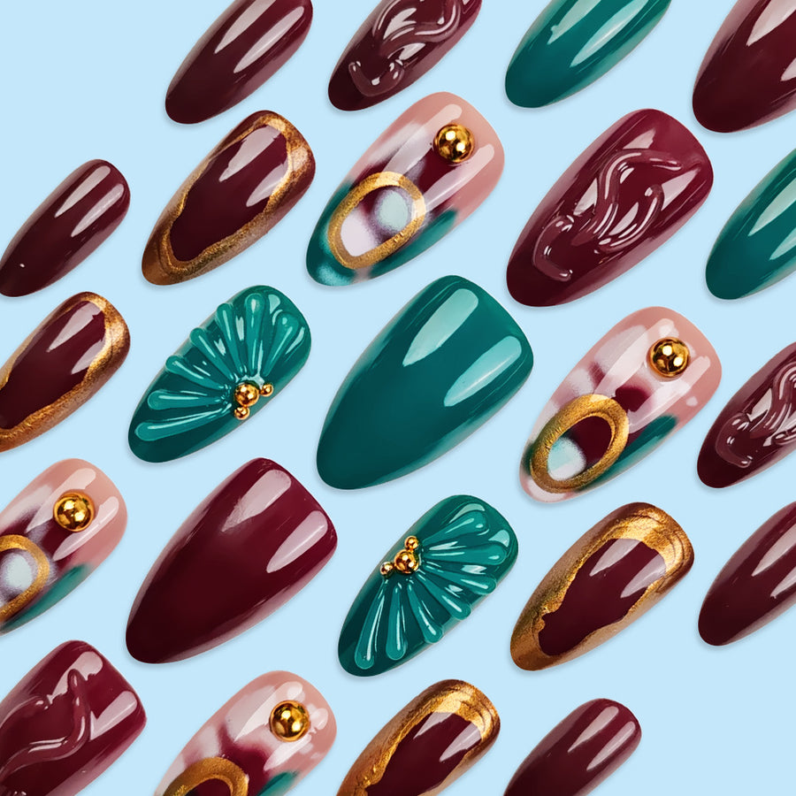 No.F537 Retro Fingernails Patch 24pcs/Set