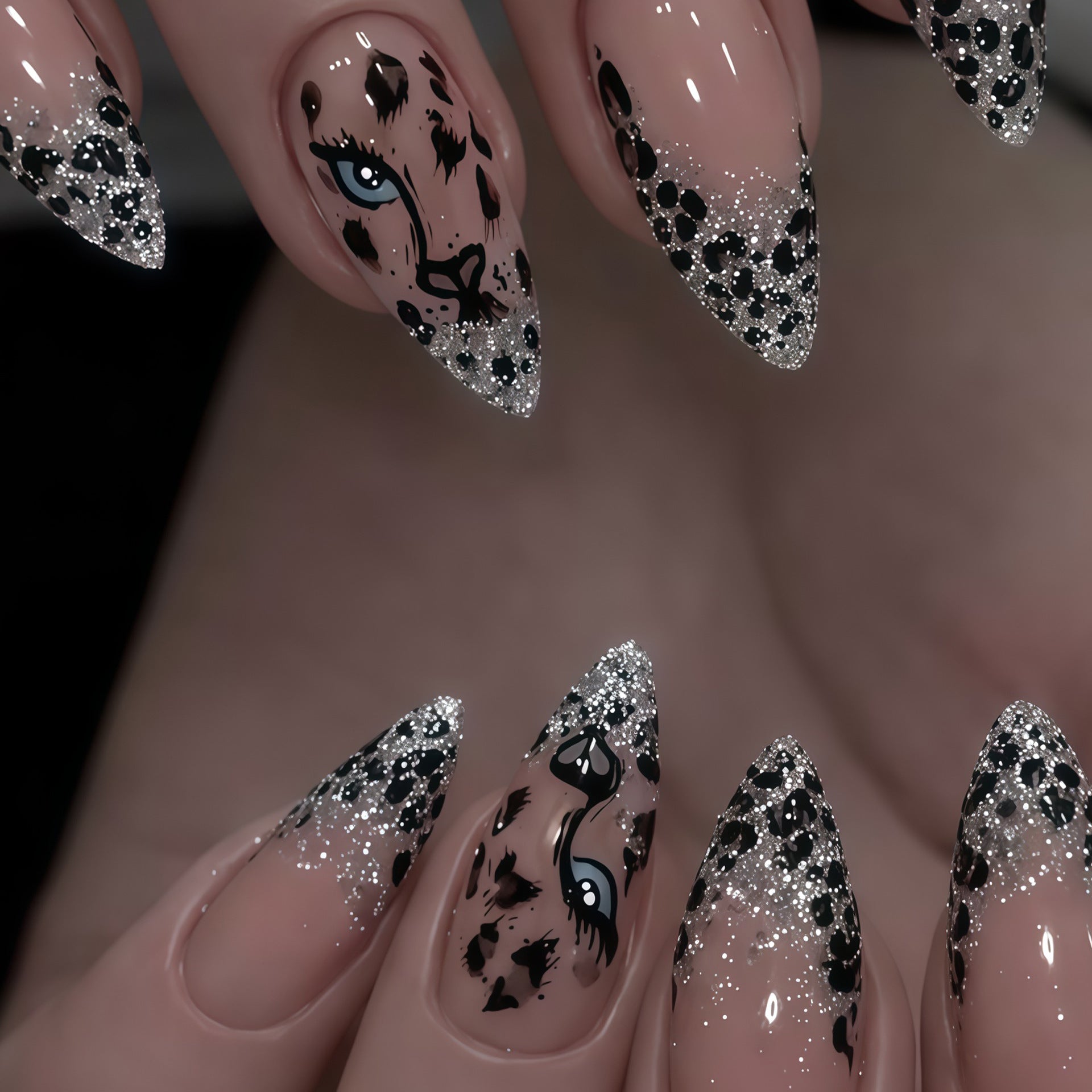 No.F776 Flashy Leopard Print Fingernails Patch 24pcs/Set