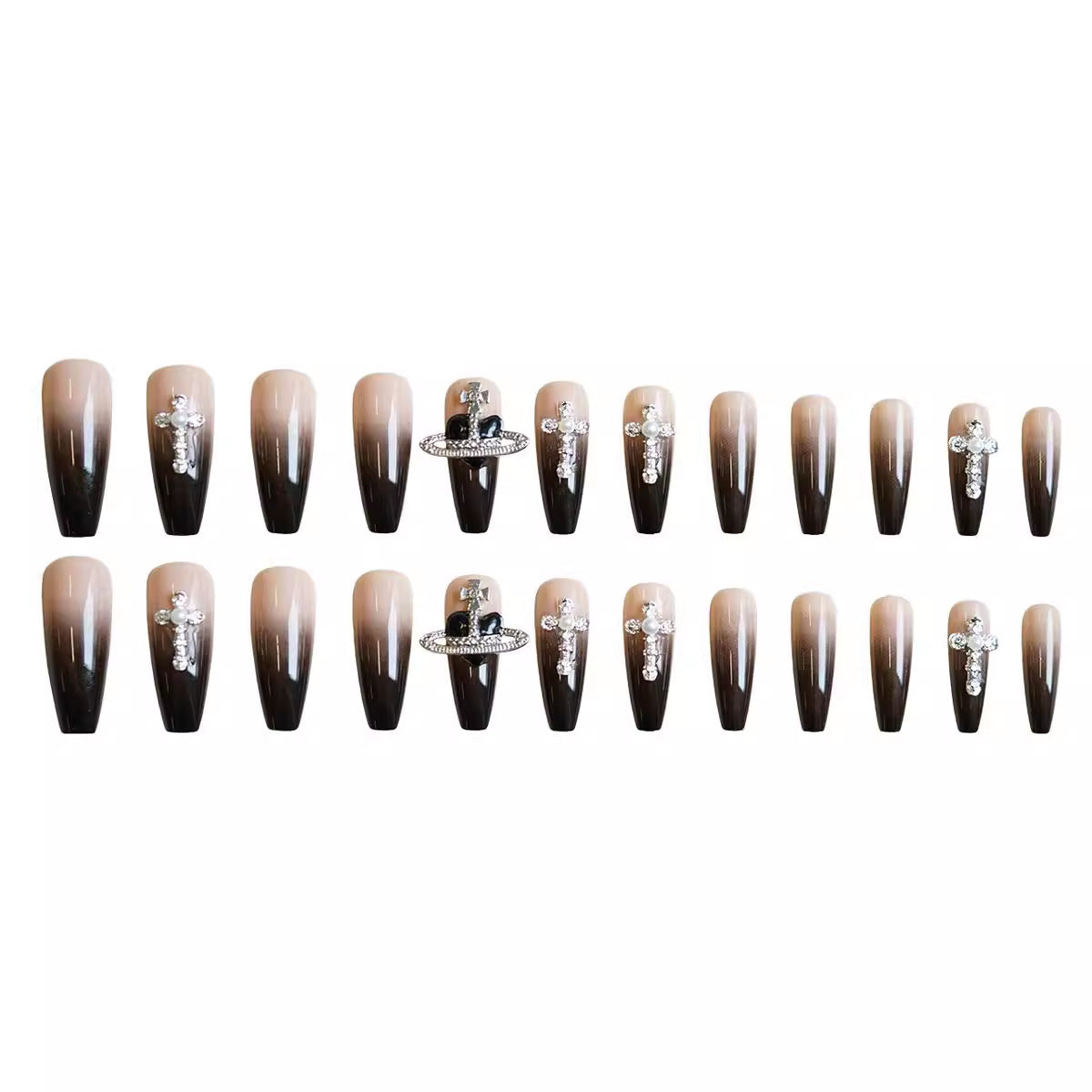No.F349 Black Fingernails Patch 24pcs/Set