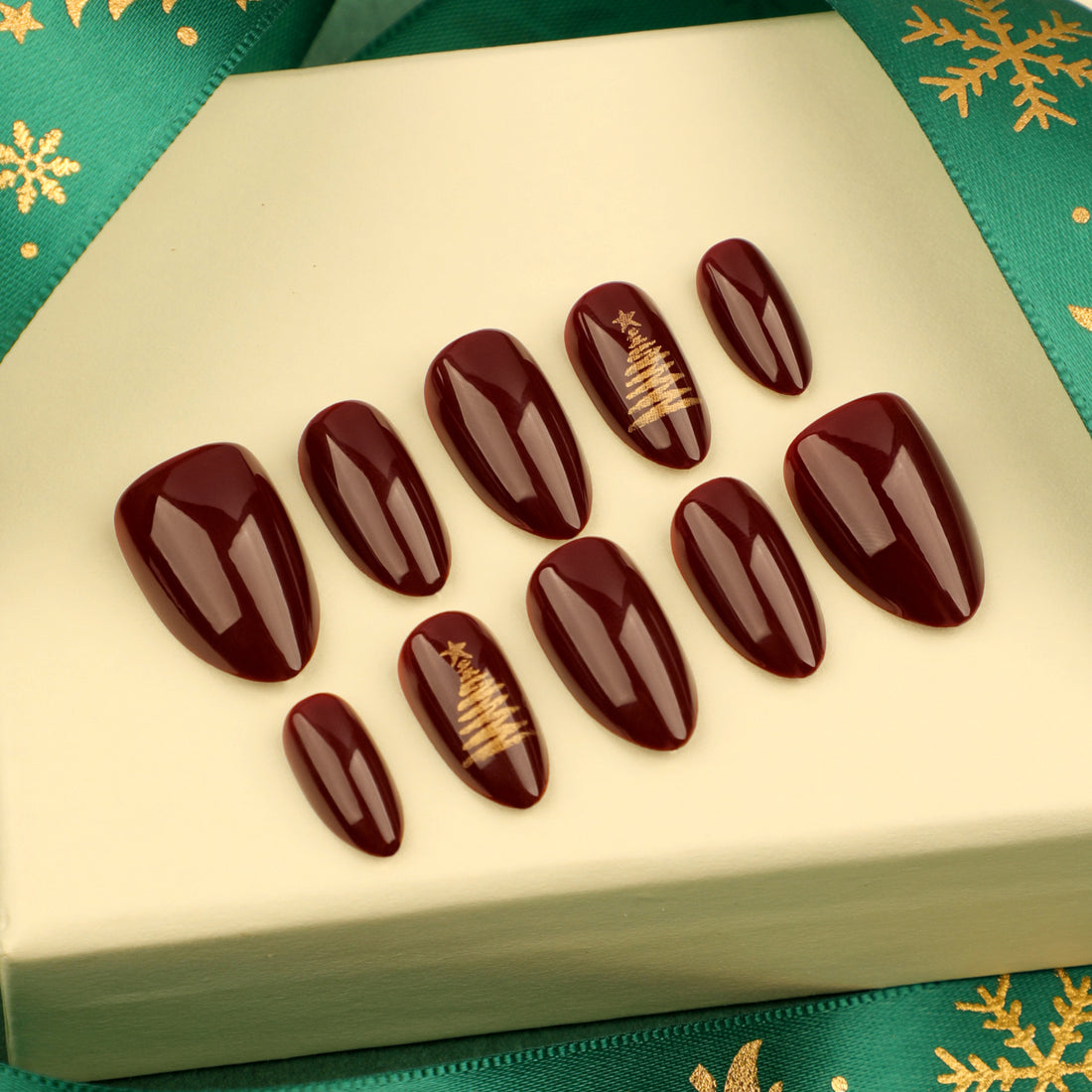 No.CM69 Christmas Red Fingernails Patch 24pcs/Set