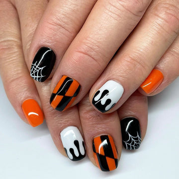 No.AW59 Halloween Orange Fingernails Patch 24pcs/Set