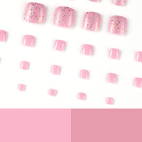 No.207 Pink Glitter Toenails Patch 24pcs/Set