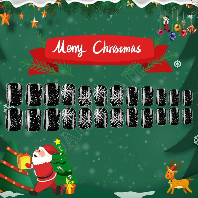 No.CM25 Christmas Black Fingernails Patch 24pcs/Set