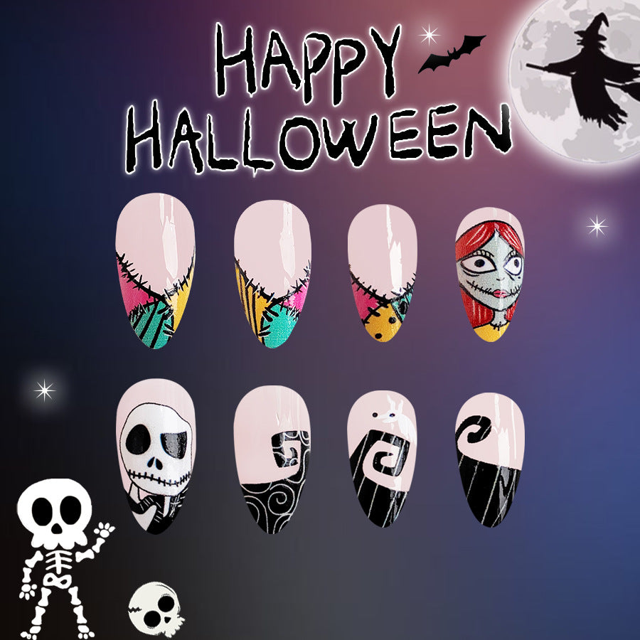 No.AW64 Halloween Multicolor Fingernails Patch 24pcs/Set