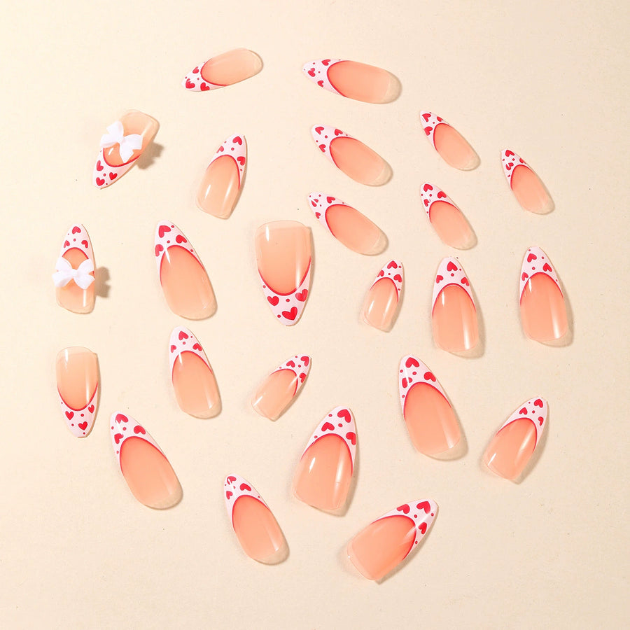 No.VN40 White Love Fingernails Patch 24pcs/Set