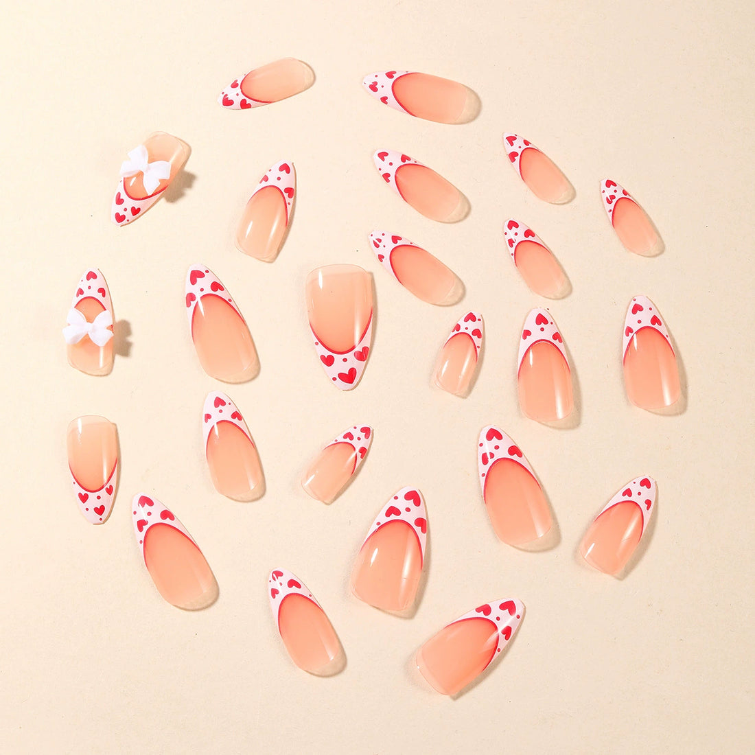 No.VN69 White Love Fingernails Patch 24pcs/Set