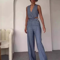 High Waist Wide Leg Pants Suit