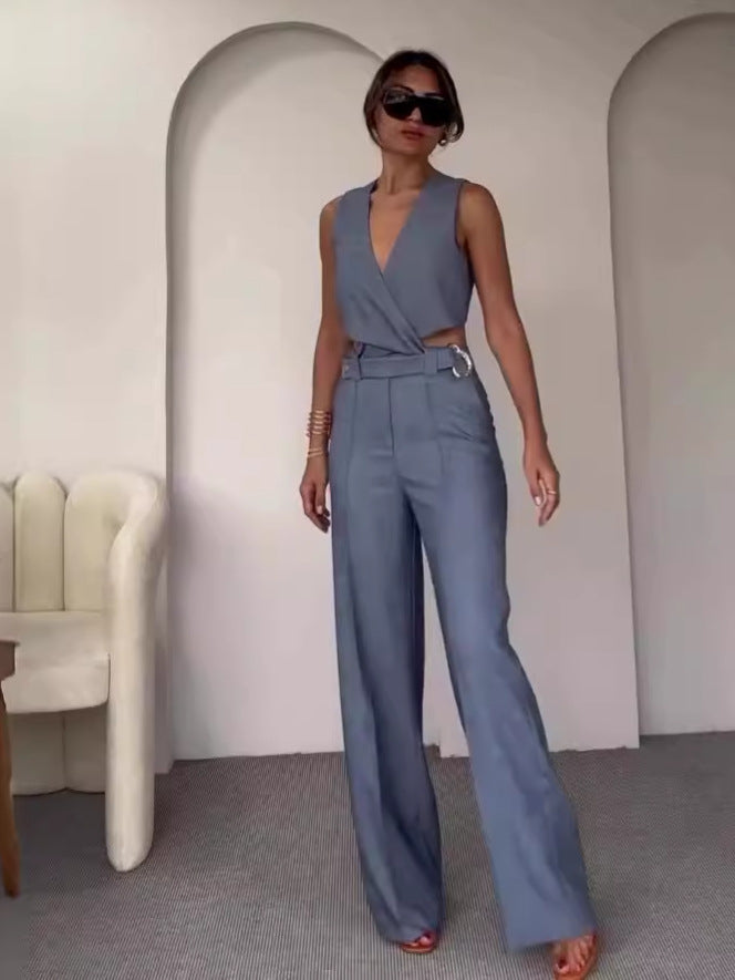 High Waist Wide Leg Pants Suit