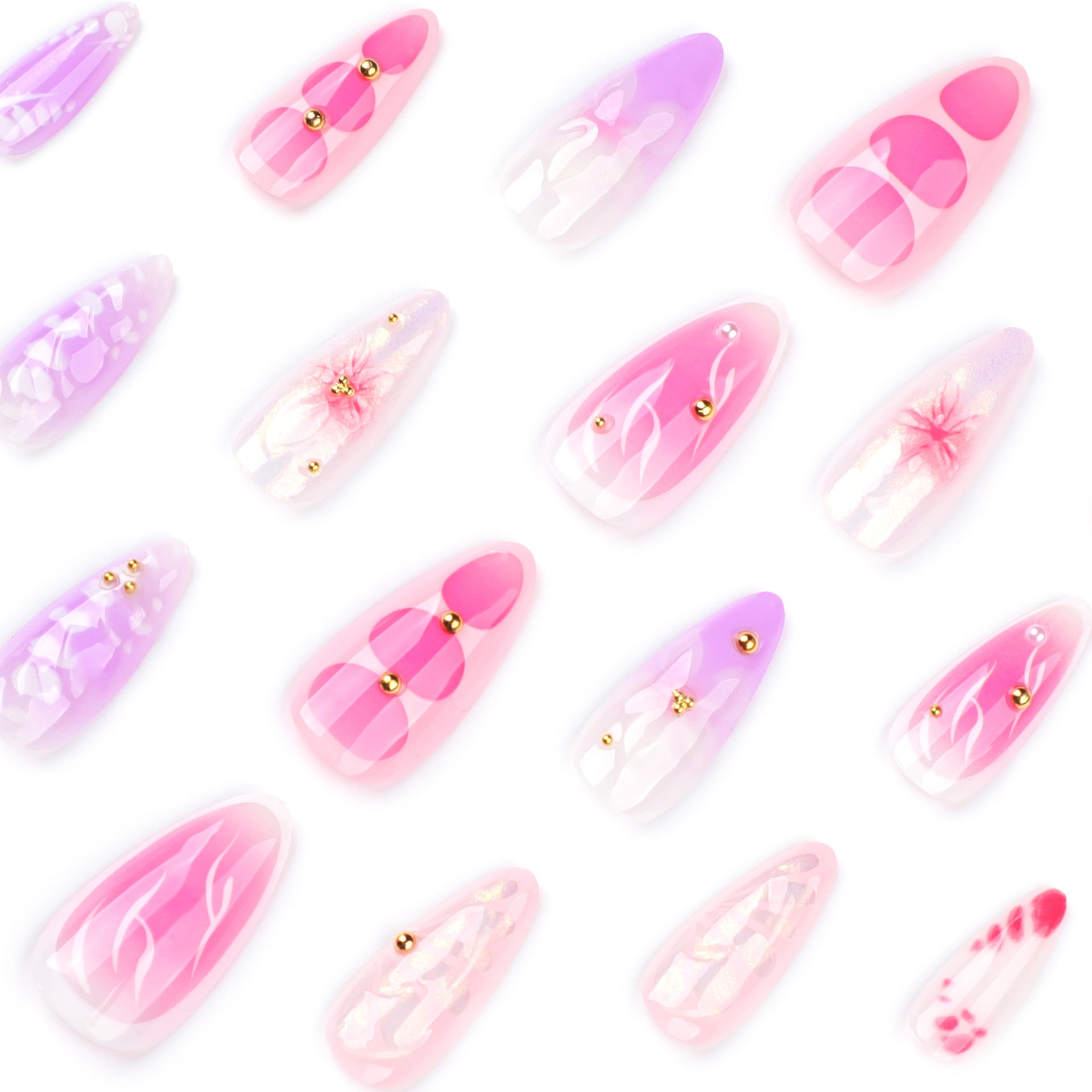 No.F545 3D Flowers Fingernails Patch 24pcs/Set