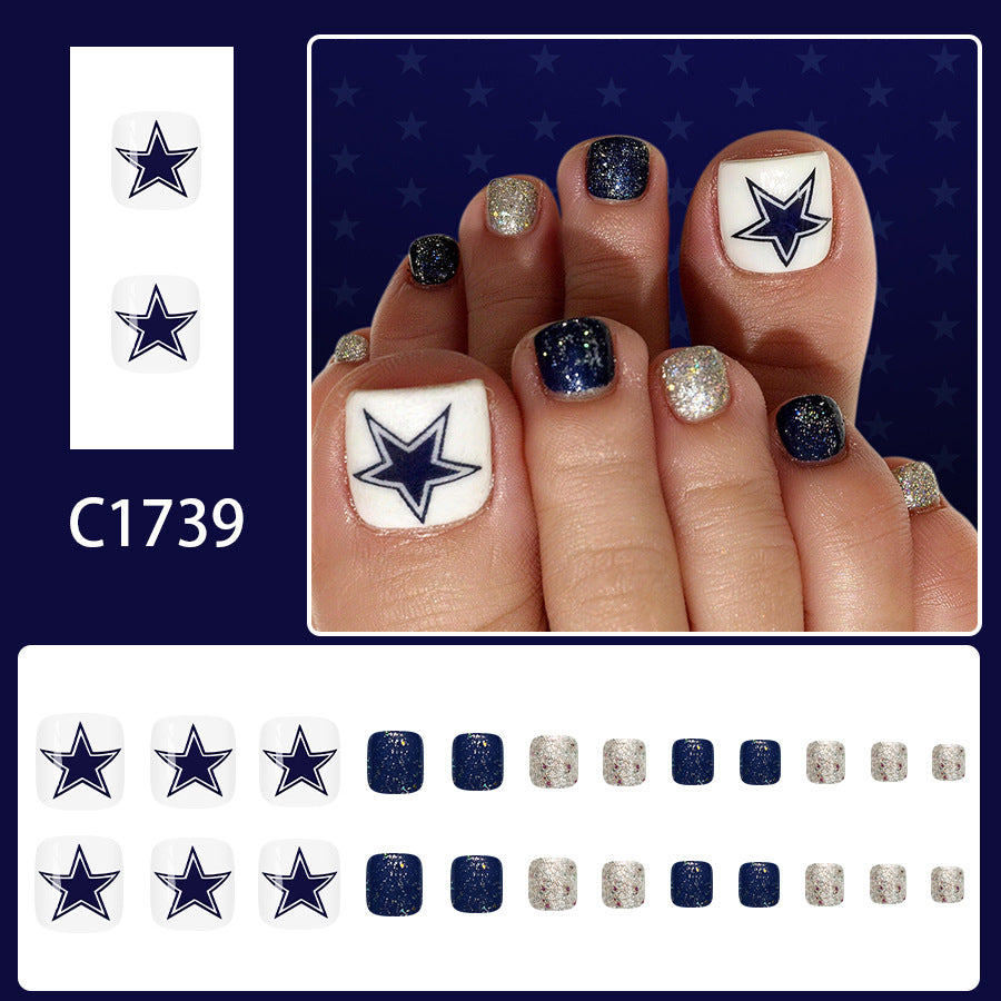No.JNU16 Blue Flag Toenails Patch 24pcs/Set
