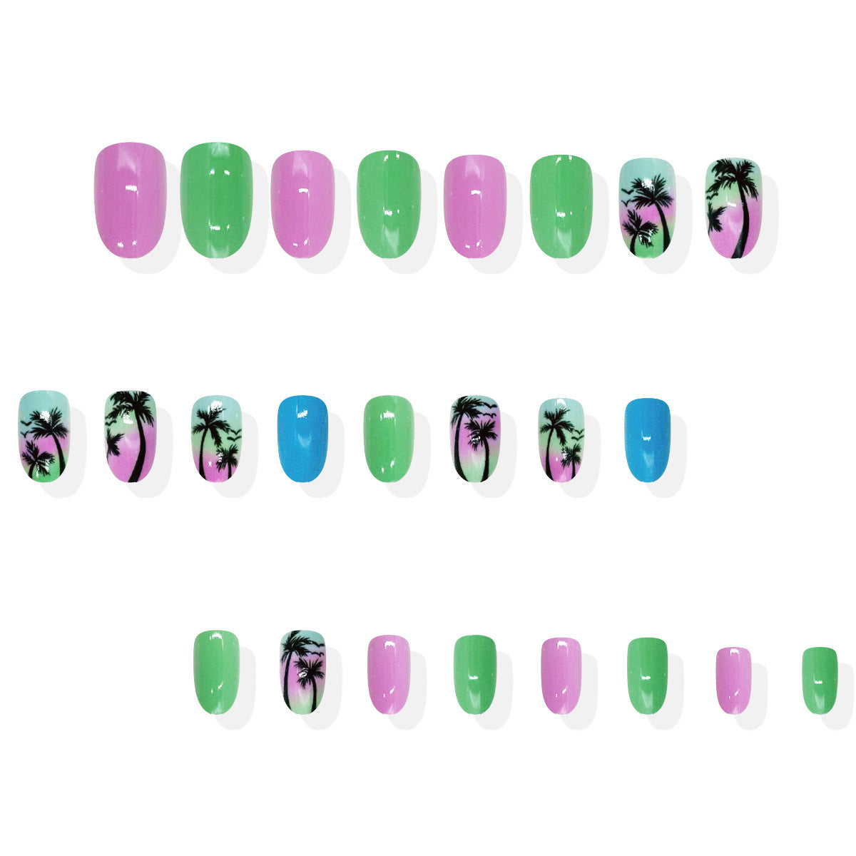 No.BH2 Gradient color Beach Fingernails Patch 24pcs/Set
