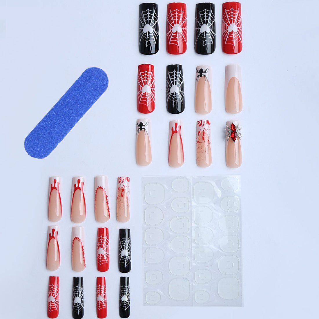 No.AW158 Halloween Spider Blood Fingernails Patch 24pcs/Set